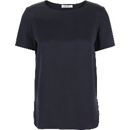 Dida Blue Crewneck T-Shirt in Silk Woman