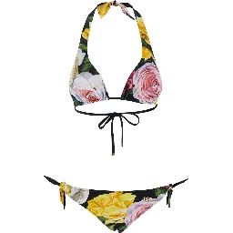 بيكيني بيونيا متعدد الألوان بنقشة زهور كاملة من قماش تقني للنساء