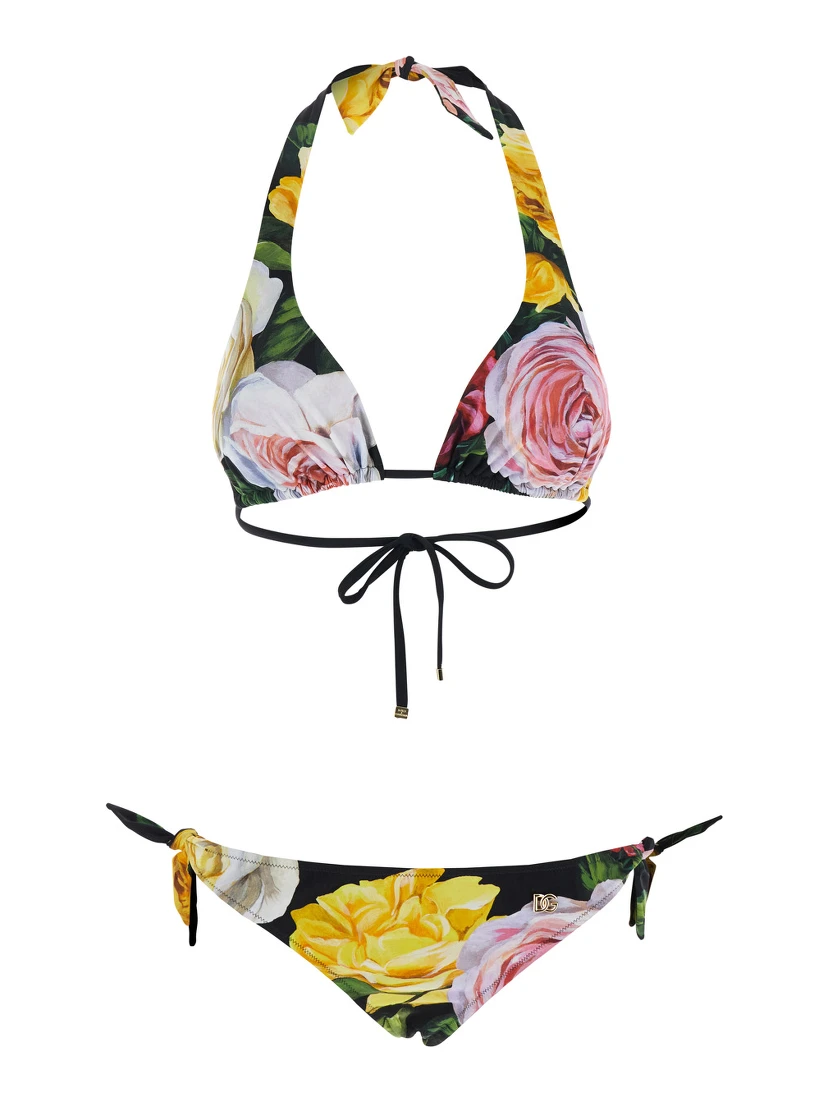 Peonia Multicolor All-Over Floral Print Bikini in Tech Fabric Woman