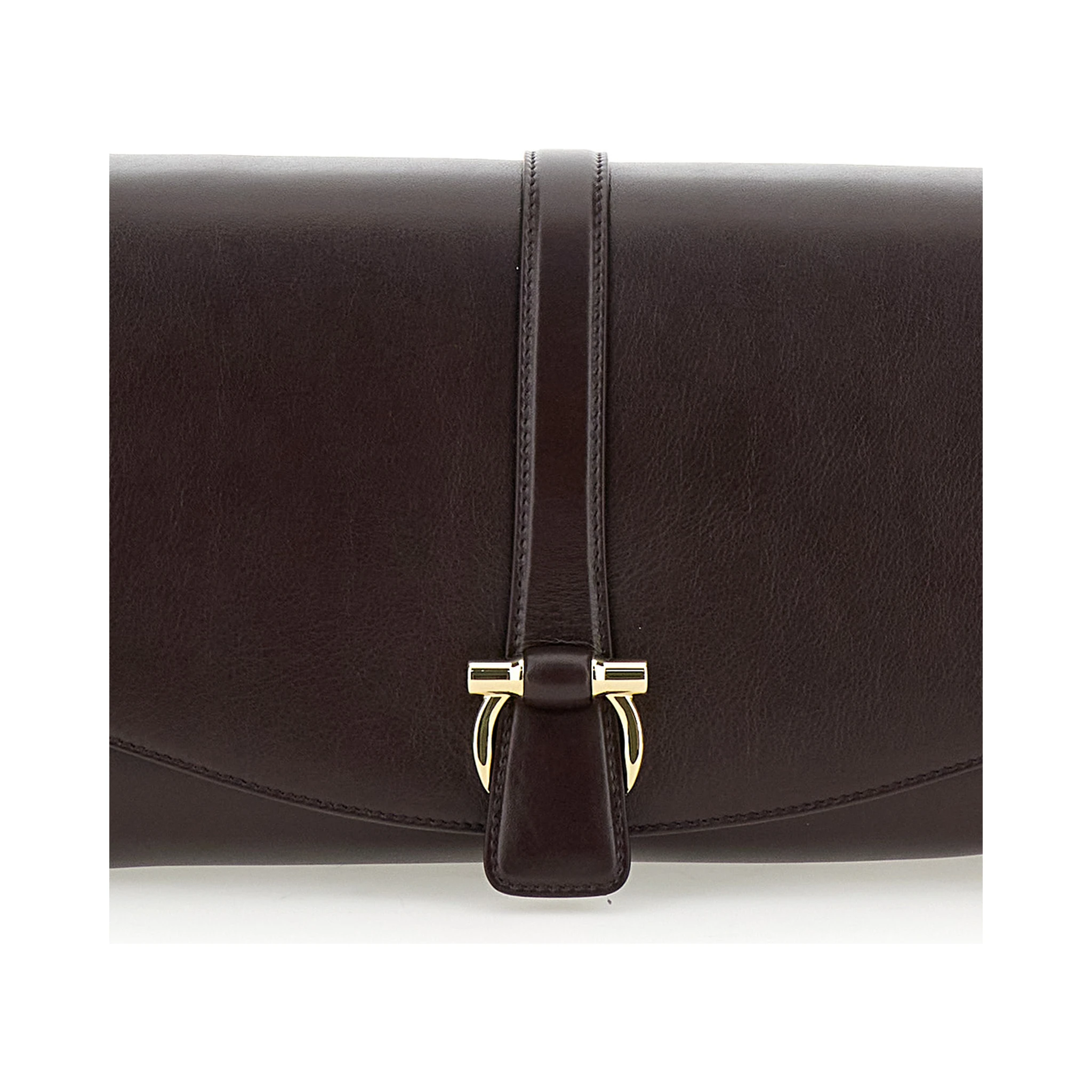 Bordeaux Crossbody Bag with Gancini Buckle Detail in Leather Woman