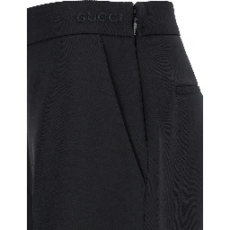 Black Flared Pants with Pences in Wool Woman