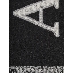 Black and White Scarf with Varsity Logo in Wool Man