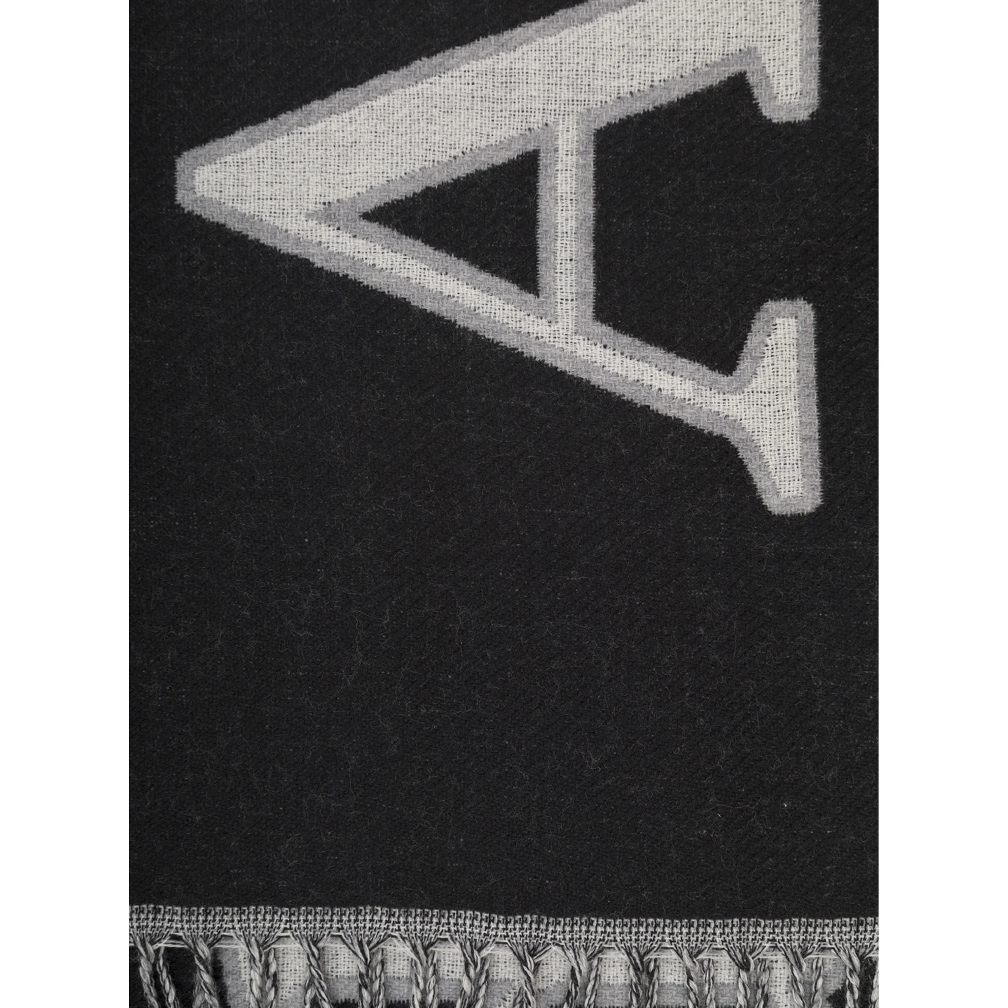 Black and White Scarf with Varsity Logo in Wool Man