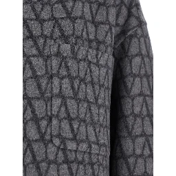 Grey Reversible Shirt with Toile Iconographe Jacquard Pattern in Wool Blend Woman