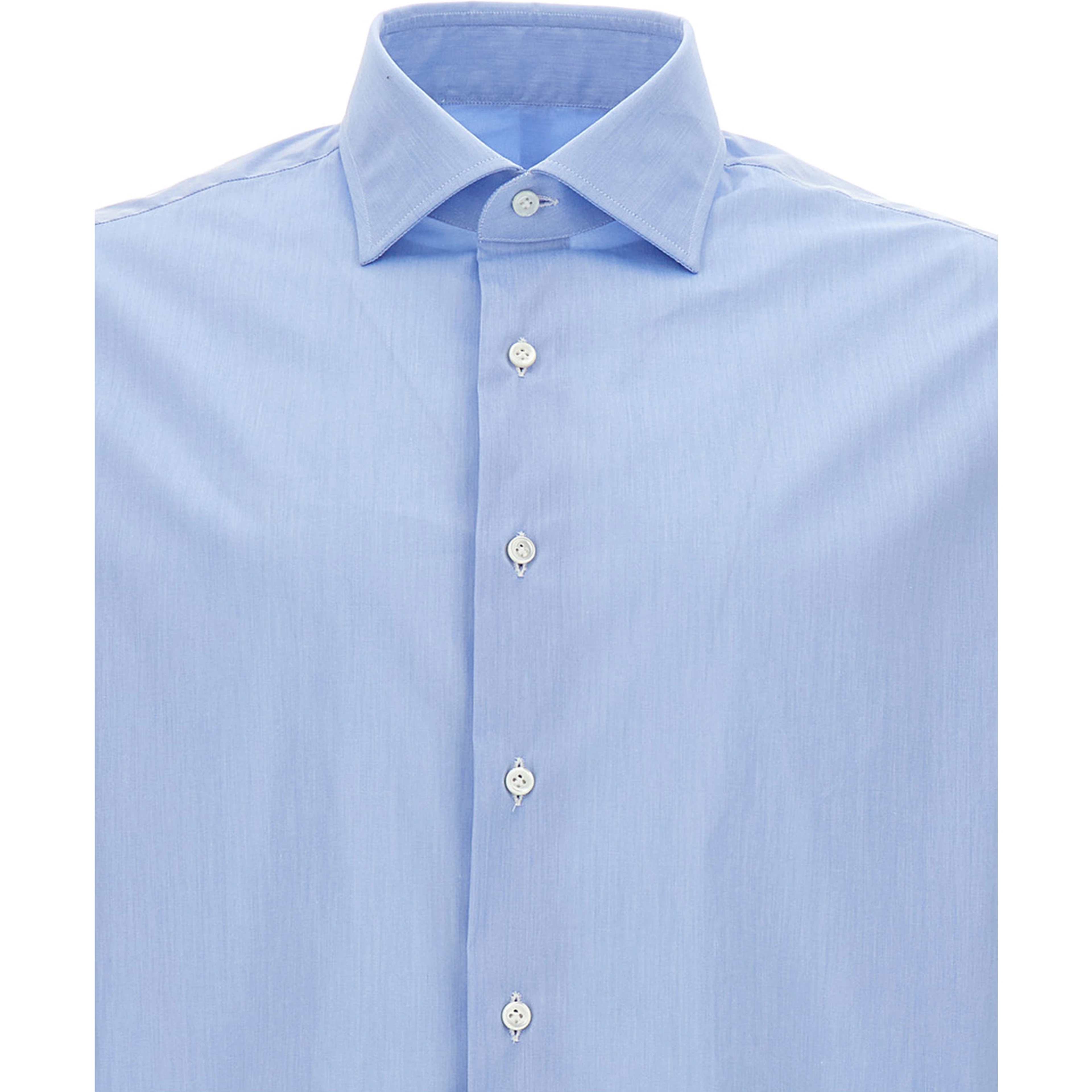 Light Blue Shirt with Button Fastening in Cotton Man
