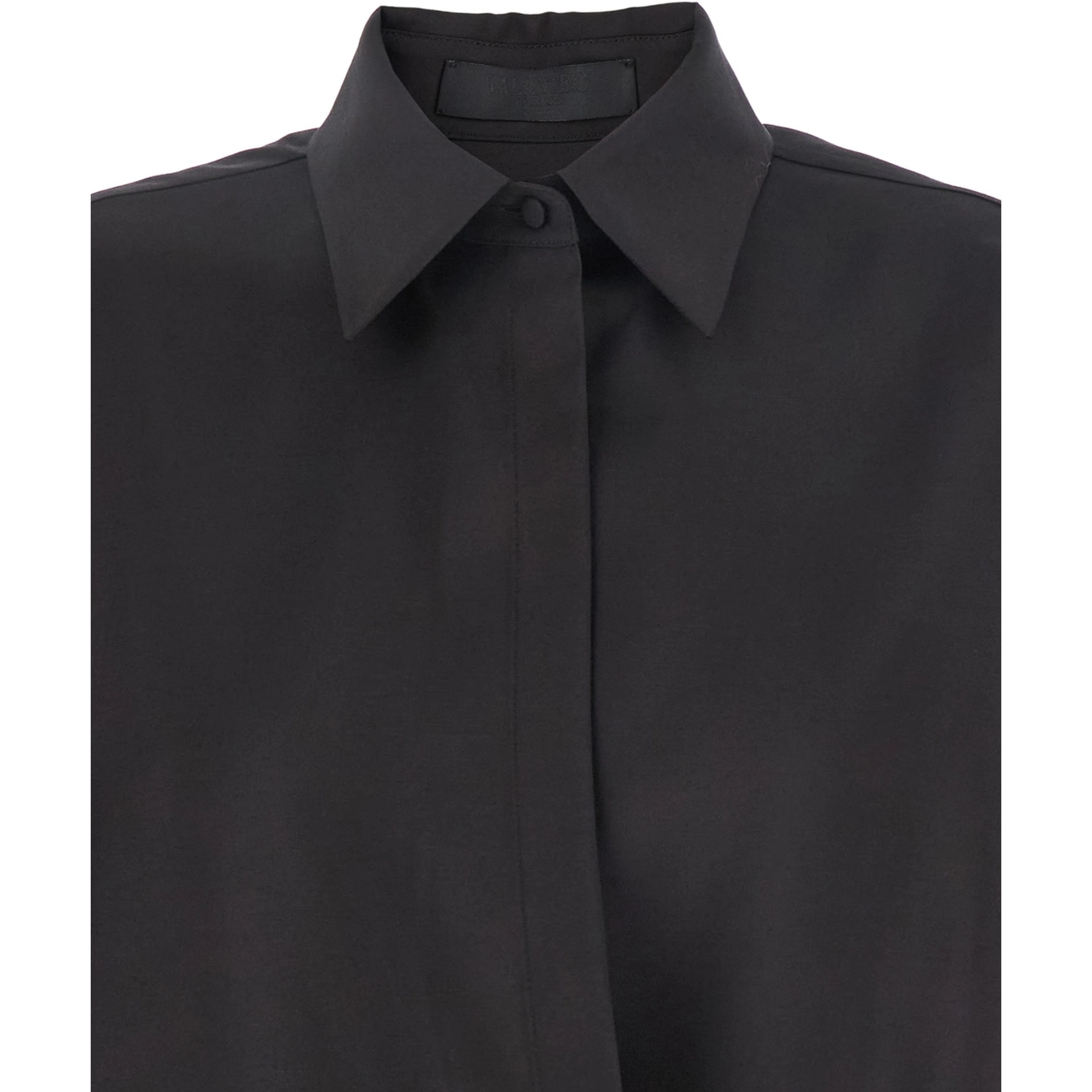 Black Shirt with Hidden Front Closure in Wool Blend Woman