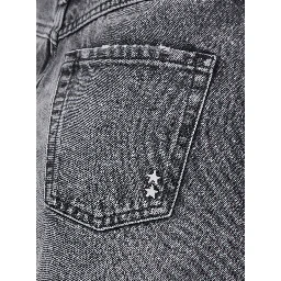 Grey High Waist Long Skirt with Logo Patch on the Rear and Logo Detail on the Rear in Denim Woman