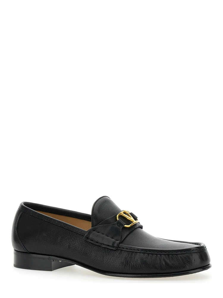 Black Loafers with VLogo Signature Detail in Leather Man alternative
