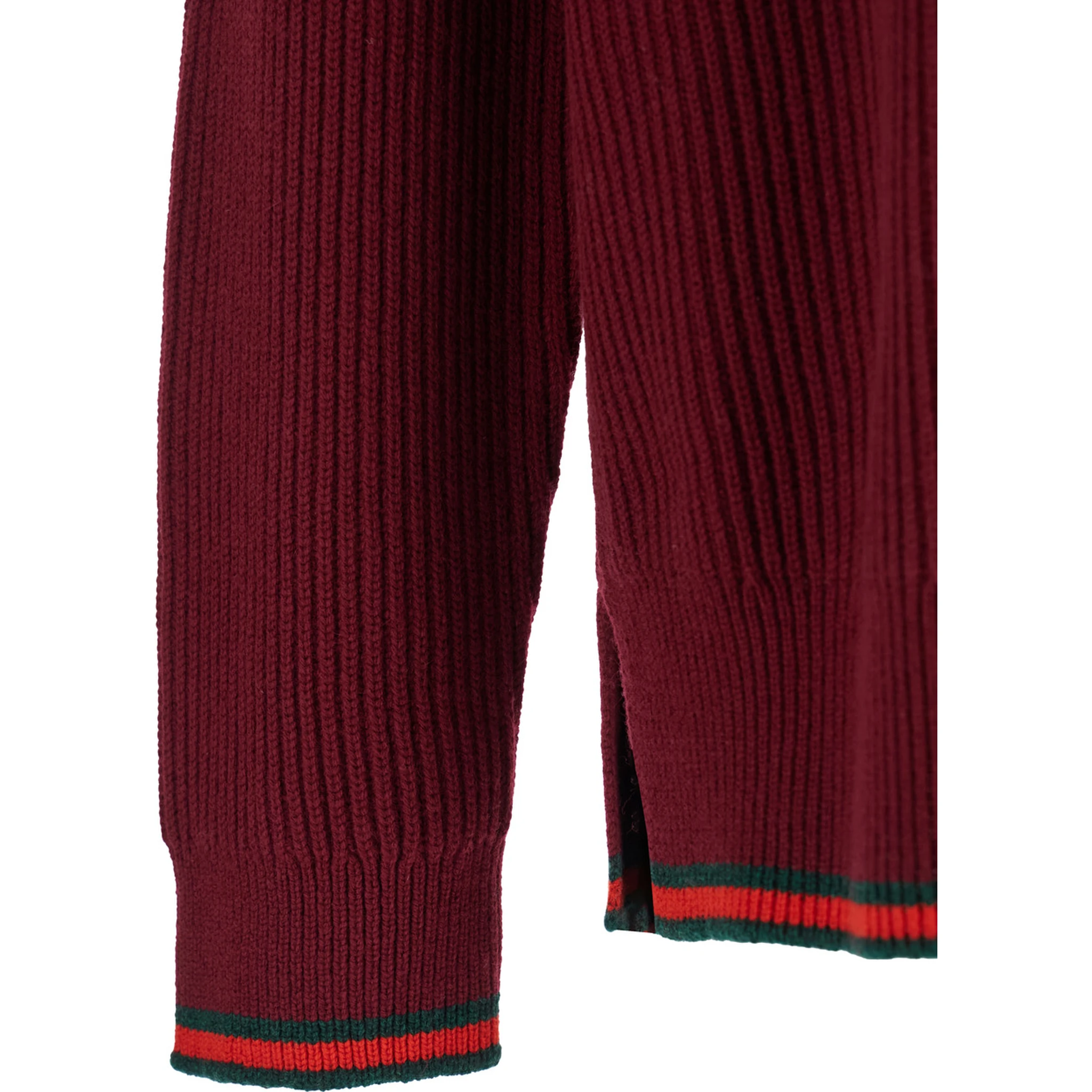 كنزة صوفية حمراء برقبة دائرية وتفاصيل شبكية من مزيج الصوف المضلع للرجال