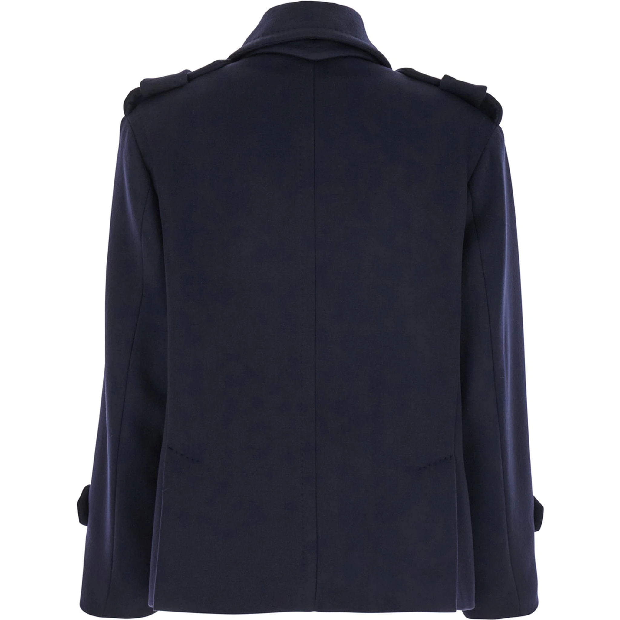 Laveno Blue Double Breasted Jacket with Wide Pointed Lapels in Virgin Wool Blend Woman