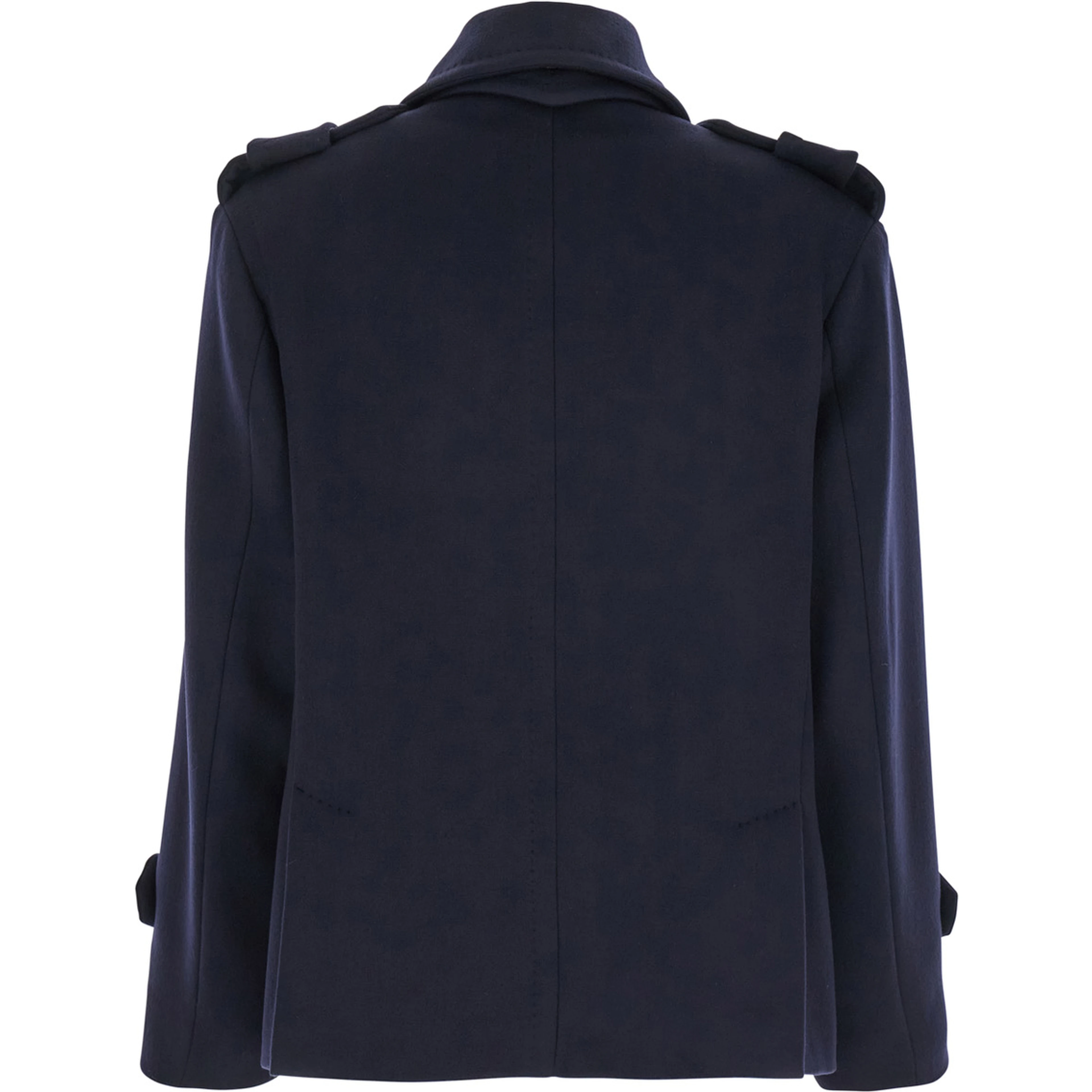 Laveno Blue Double Breasted Jacket with Wide Pointed Lapels in Virgin Wool Blend Woman