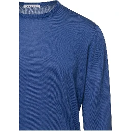 Blue Crewneck Sweater with Long Sleeves in Wool Man Gaudenzi