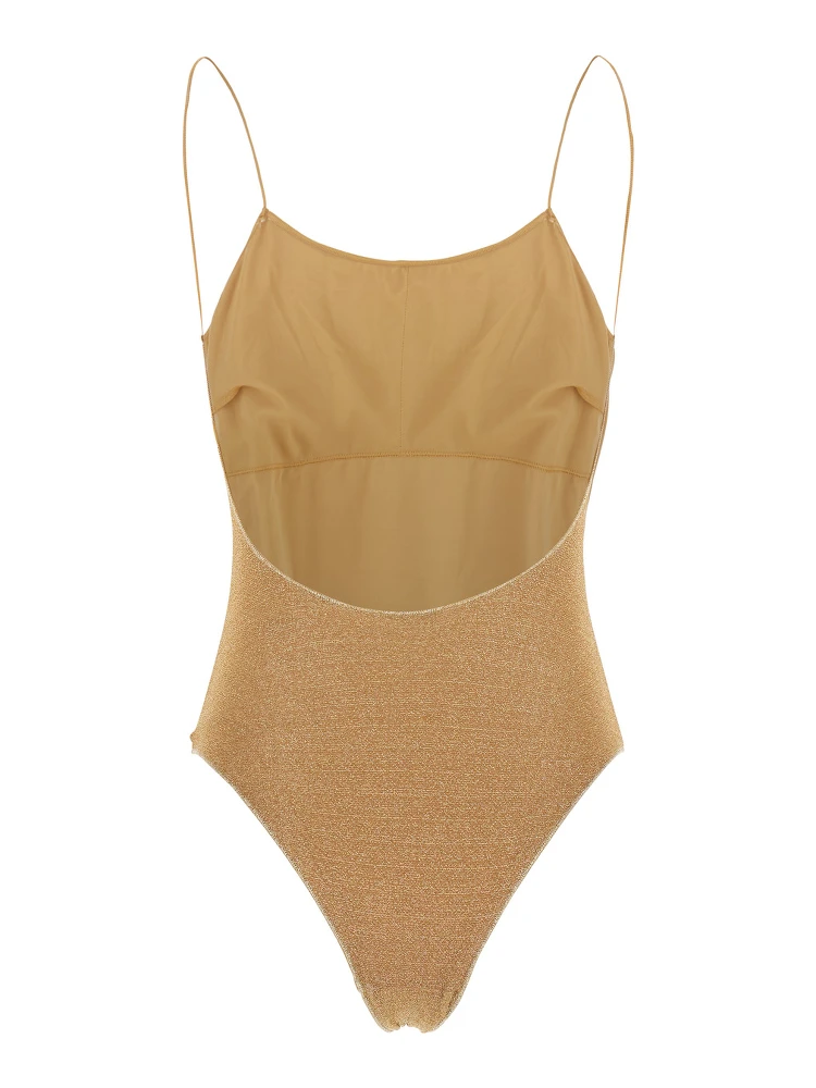 Lumière Maillot Gold Colored One-Piece Swimsuit with Deep Neckline on the Back in Lurex Woman alternative