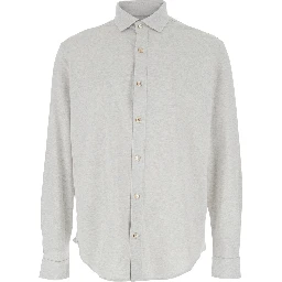 Grey Shirt with Classic Collar in Cotton Man