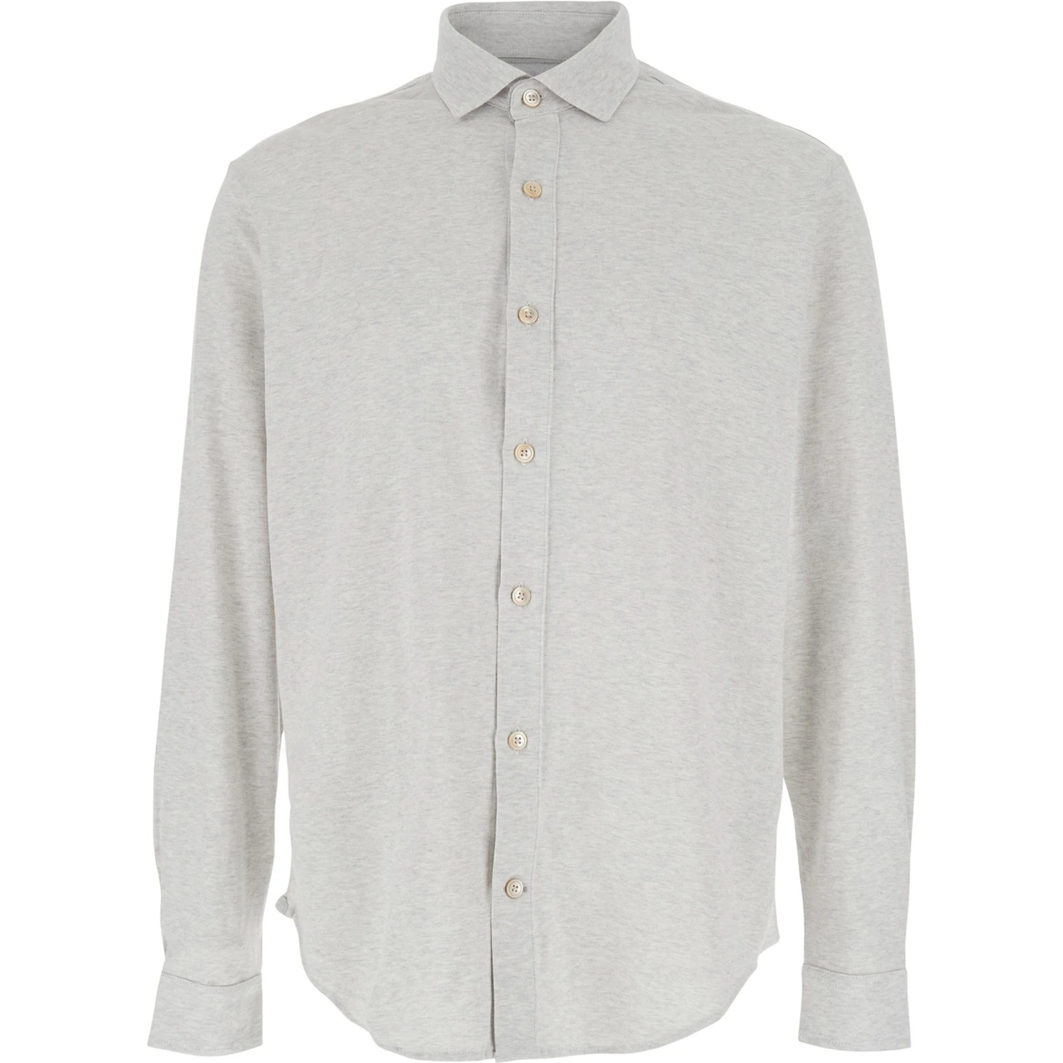 Grey Shirt with Classic Collar in Cotton Man
