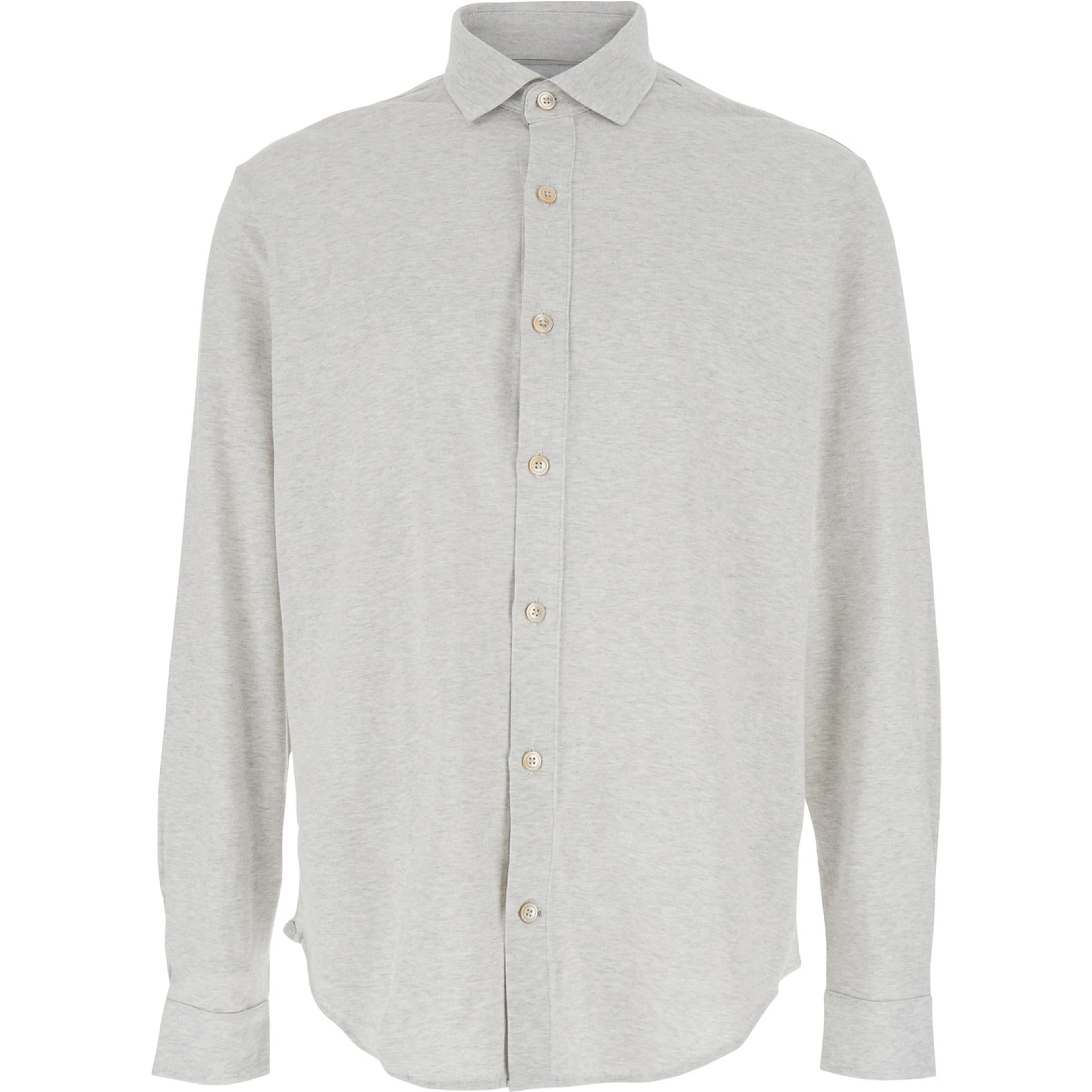 Grey Shirt with Classic Collar in Cotton Man