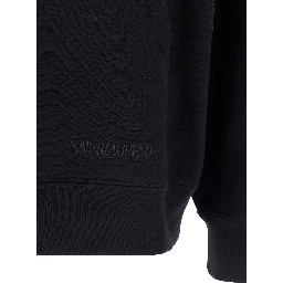 Black Hoodie with Logo Lettering Embroidery in Cotton Man