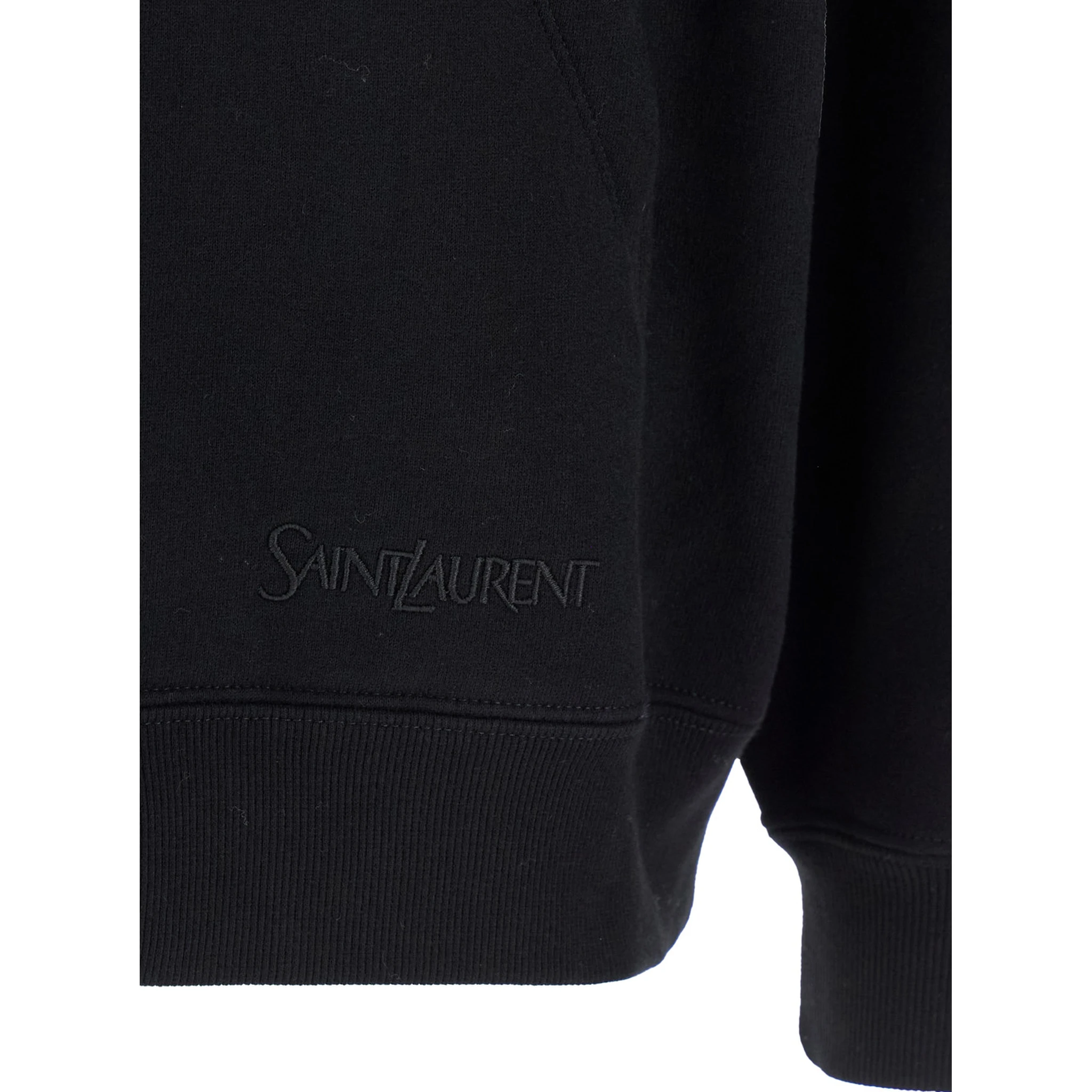 Black Hoodie with Logo Lettering Embroidery in Cotton Man