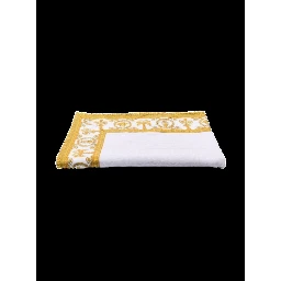 White Towel with Baroque Print Lining in Terry Cotton Home