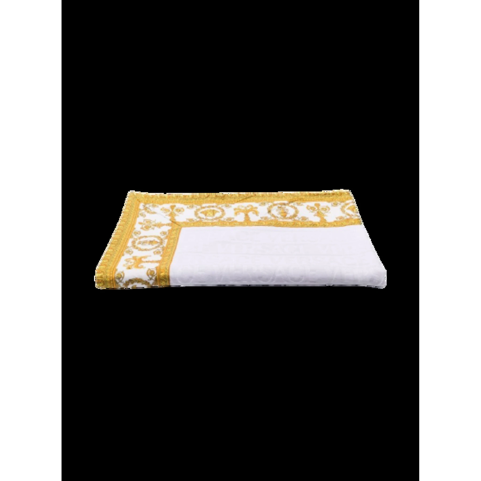 White Towel with Baroque Print Lining in Terry Cotton Home