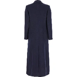 Long Blue Double-Breasted Coat in Cady Woman