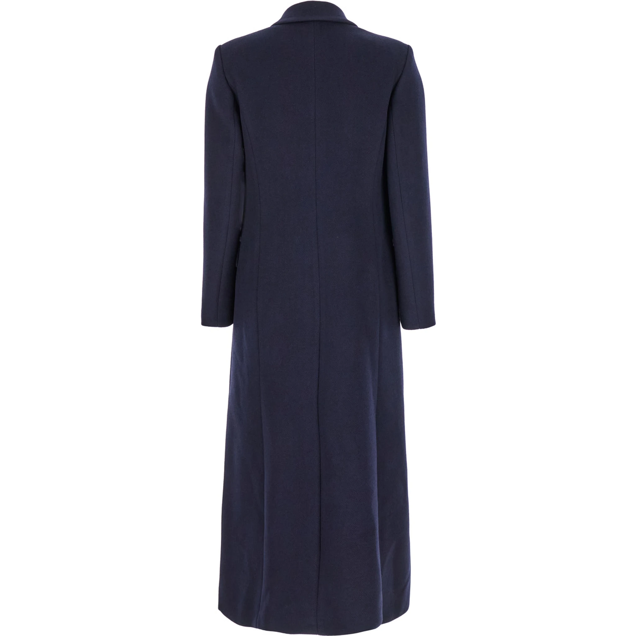 Long Blue Double-Breasted Coat in Cady Woman