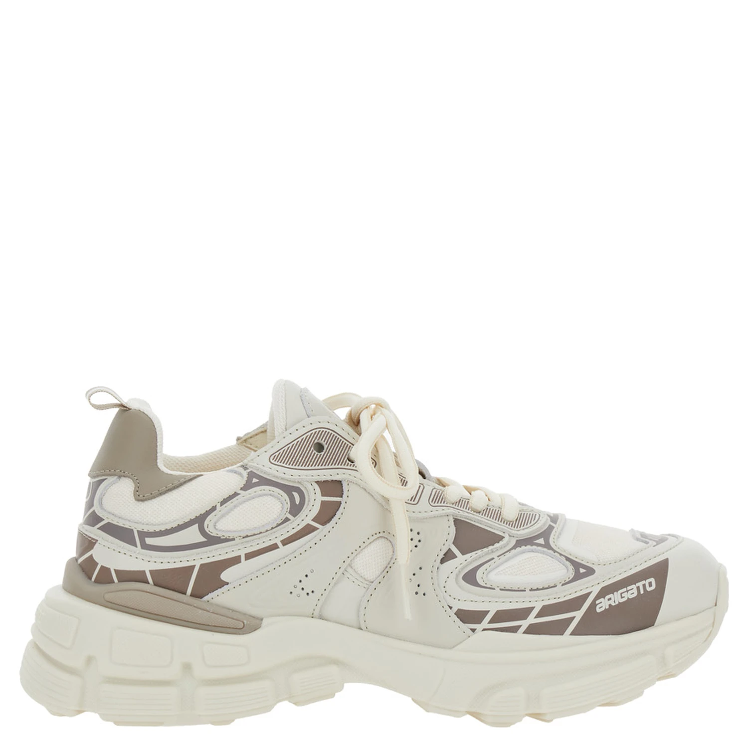 Sphere Trip Running Beige Sneakers with Chunky Sole and Logo on Tongue in Leather and Fabric Blend Woman