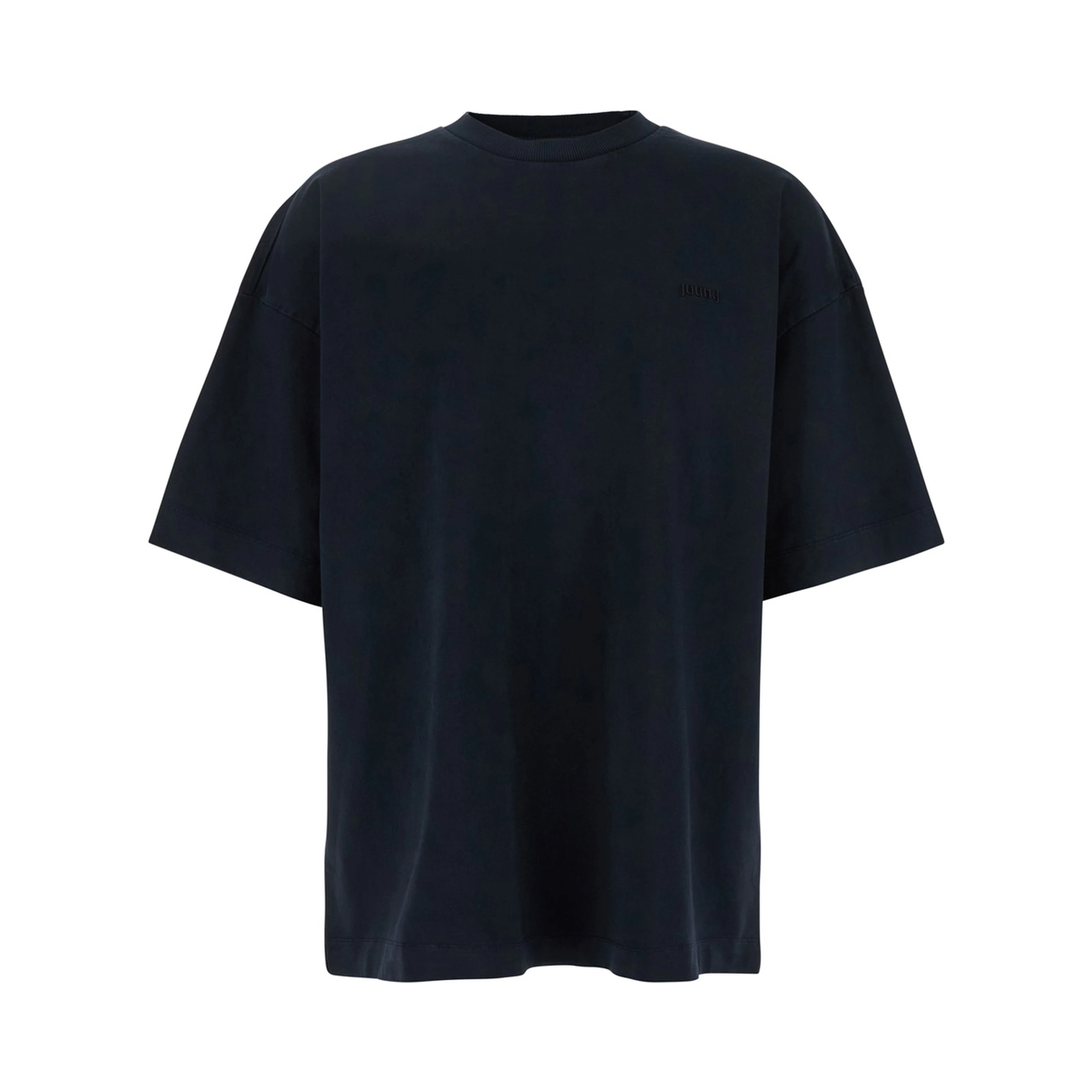 Blue T-Shirt with Logo Embroidered on the Front and Print on the Back in Cotton Man