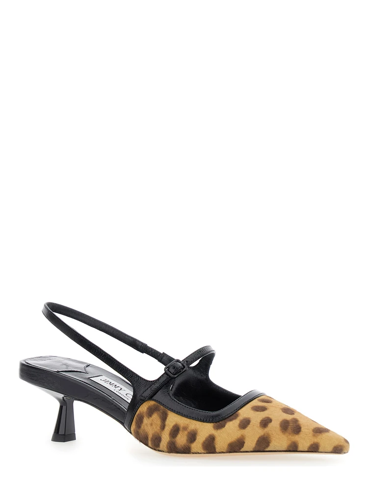 Didi Brown Slingback Pumps with Leopard Motif and Sculpted Heel in Leather Woman alternative