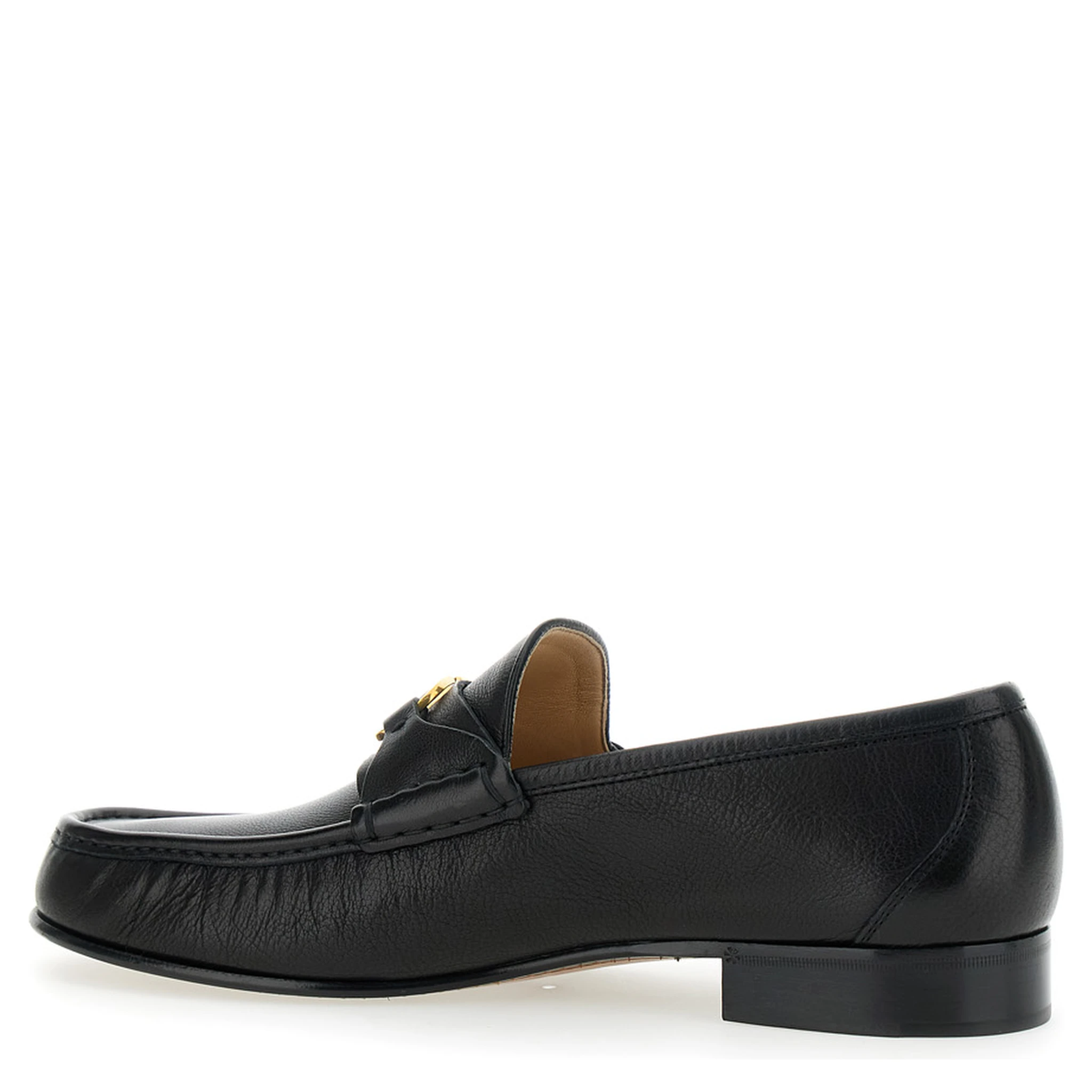 Black Loafers with VLogo Signature Detail in Leather Man