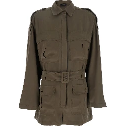 Vania Brown Jumpsuit with Classic Collar and Adjustable and Removable Belt in Viscose Blend Woman