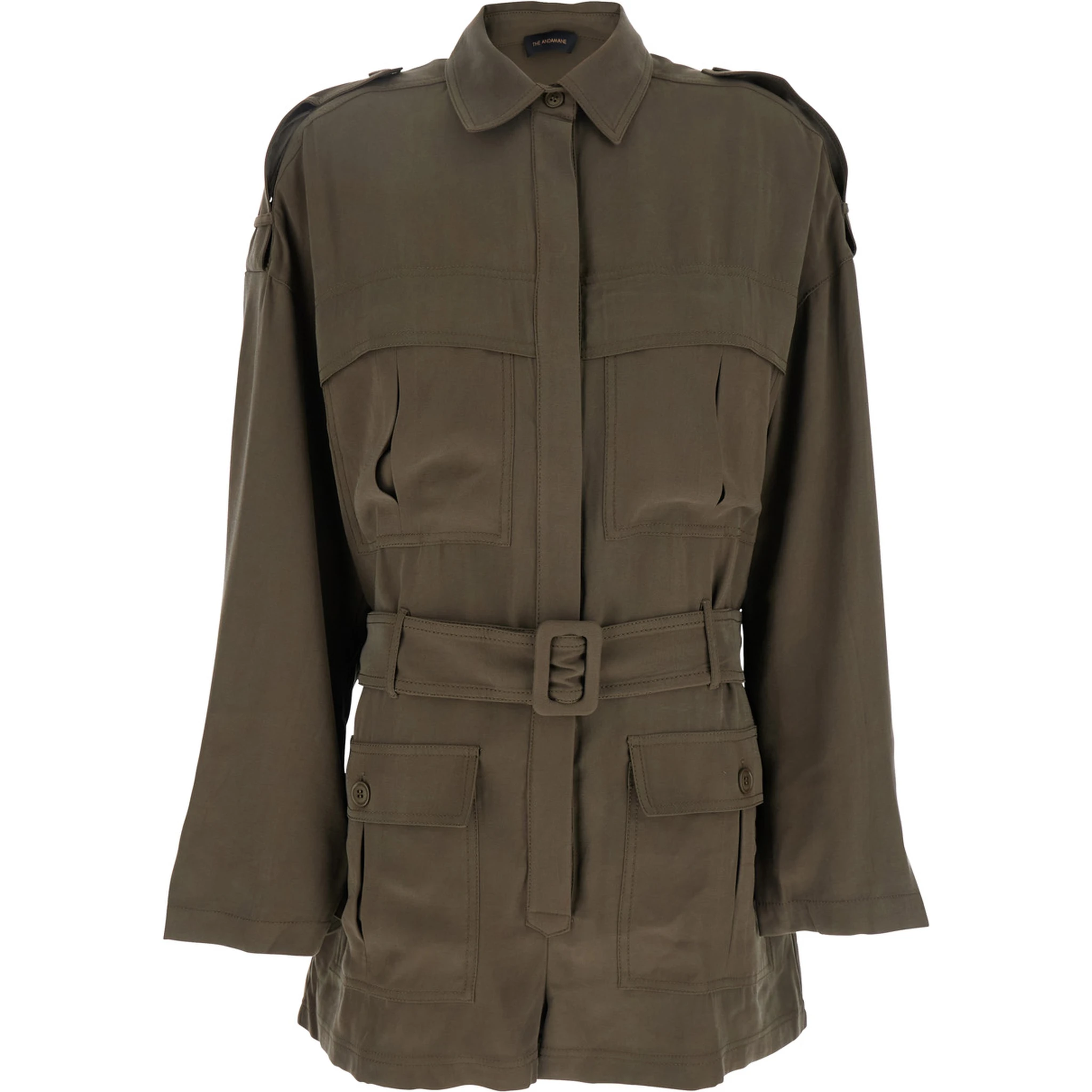 Vania Brown Jumpsuit with Classic Collar and Adjustable and Removable Belt in Viscose Blend Woman