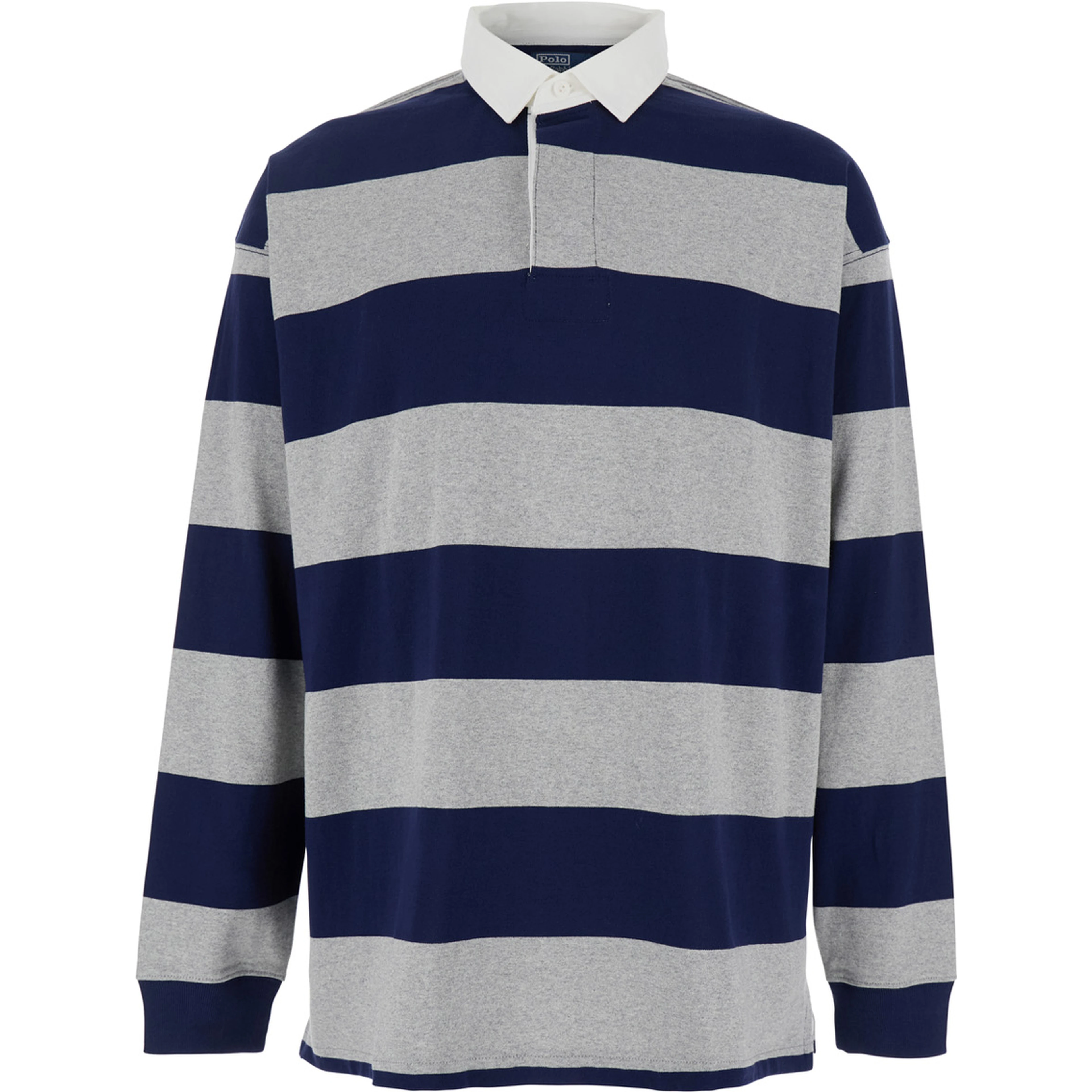 "Big Fit" Multicolor Polo Shirt with Classic Collar and All-Over Striped Motif in Cotton Man