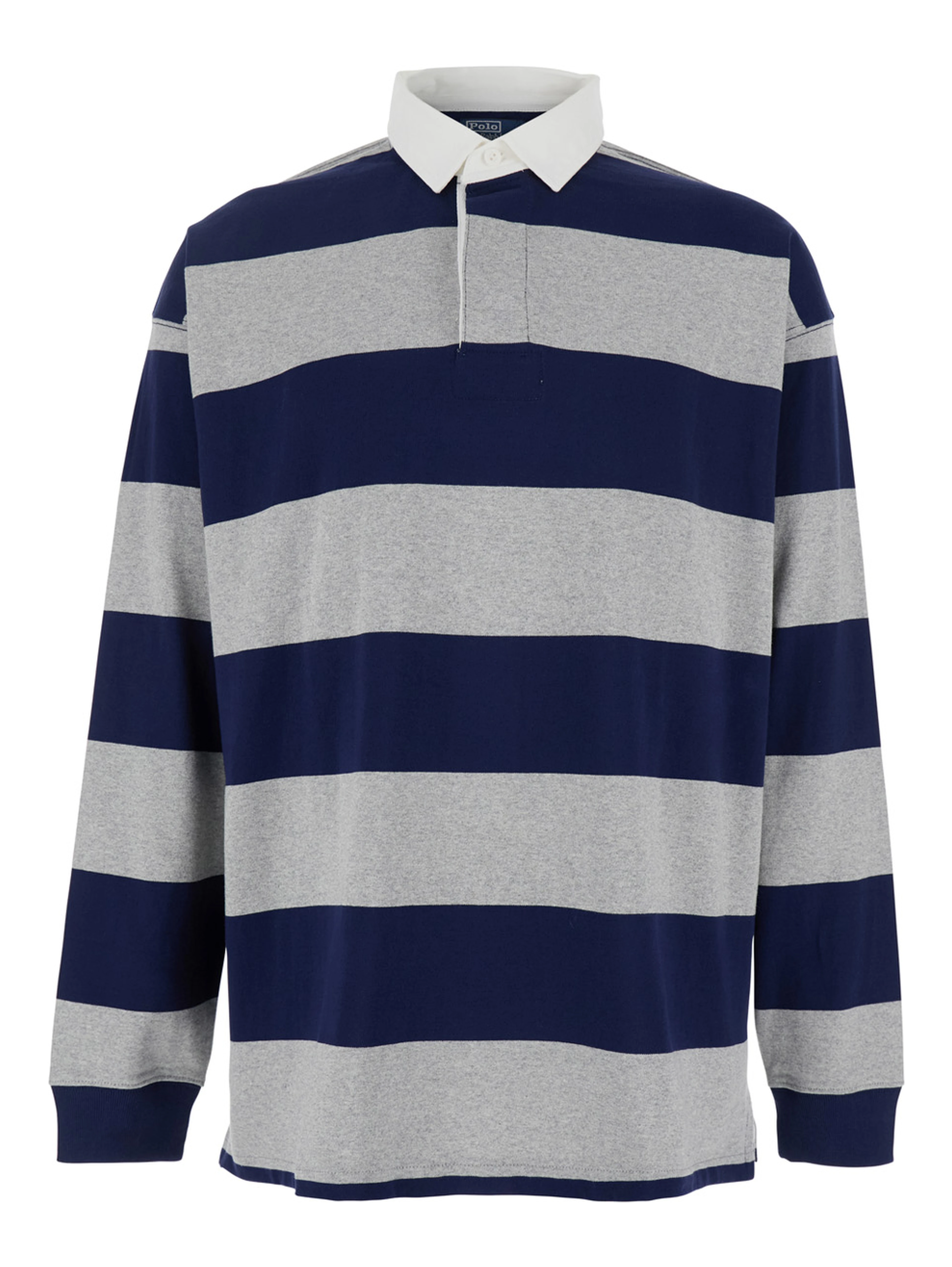 "Big Fit" Multicolor Polo Shirt with Classic Collar and All-Over Striped Motif in Cotton Man