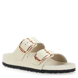 Arizona White Sandals with Embossed Logo on the Buckle and Open Toe in Leather Woman