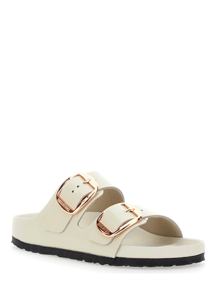 Arizona White Sandals with Embossed Logo on the Buckle and Open Toe in Leather Woman