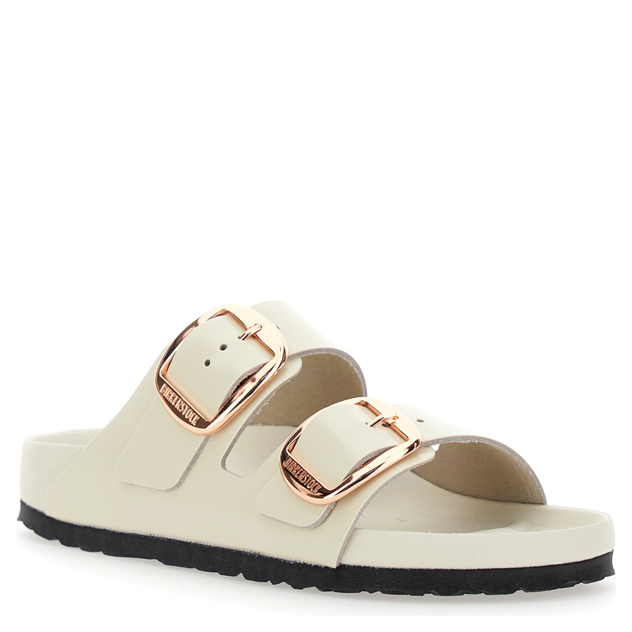 Arizona White Sandals with Embossed Logo on the Buckle and Open Toe in Leather Woman