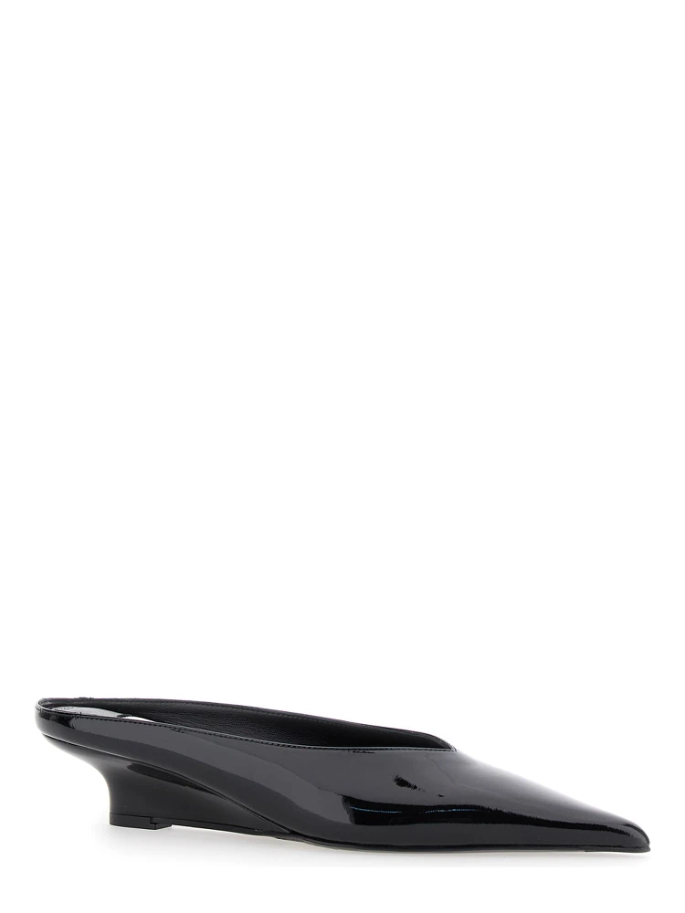 Sharp Black Wedge Mules in Patent Leather Woman alternative