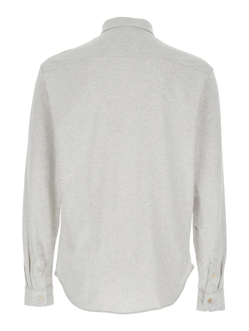 Grey Shirt with Classic Collar in Cotton Man