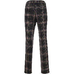 Brown Pants with All-Over Tartan Motif in Wool Man