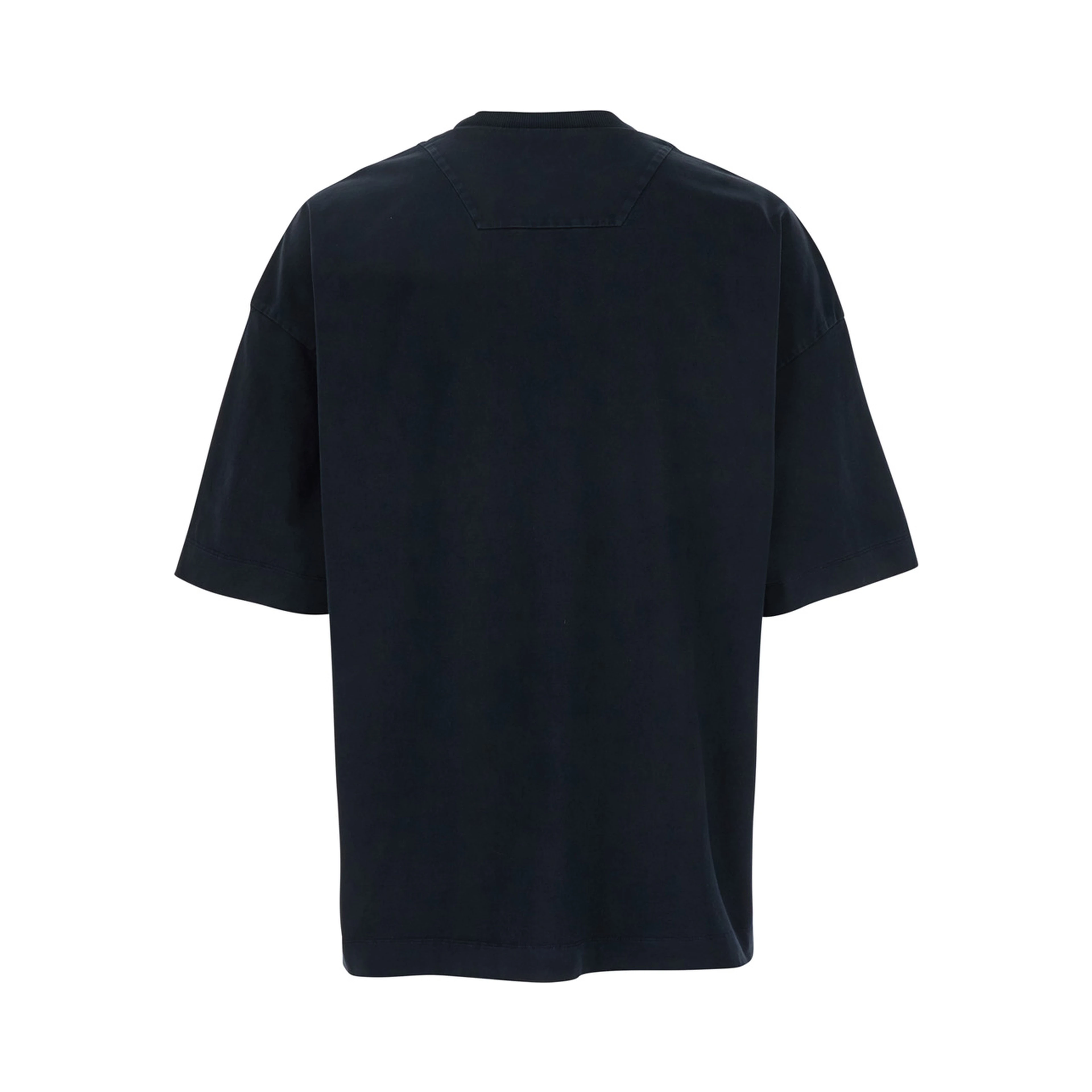 Blue T-Shirt with Logo Embroidered on the Front and Print on the Back in Cotton Man