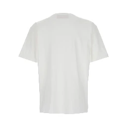 Chez White Crewneck T-Shirt with Maxi Logo Print on the Front in Cotton Man