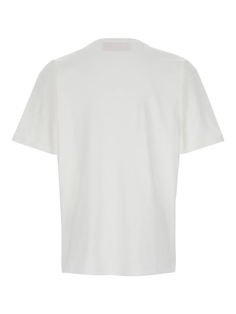 Chez White Crewneck T-Shirt with Maxi Logo Print on the Front in Cotton Man alternative