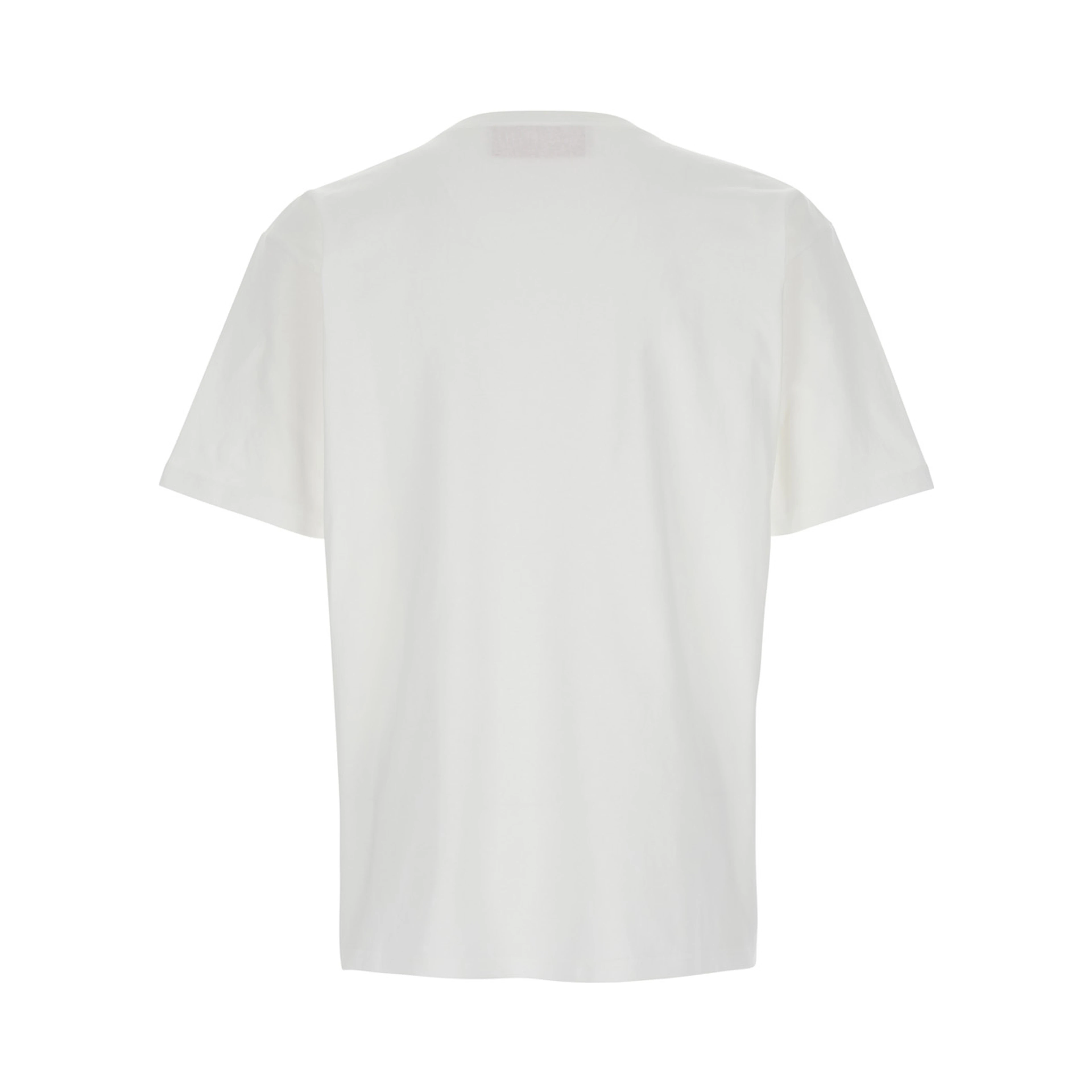 Chez White Crewneck T-Shirt with Maxi Logo Print on the Front in Cotton Man