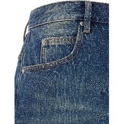 Lesia Blue Shorts with Fringed Hem in Organic Cotton Blend Woman