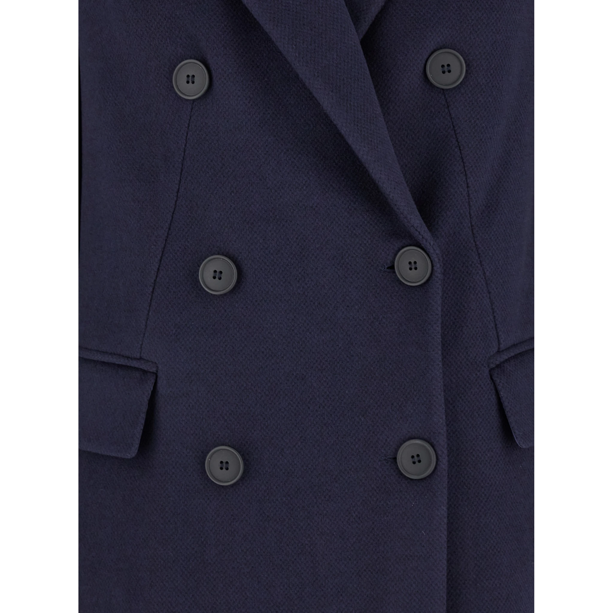 Long Blue Double-Breasted Coat in Cady Woman