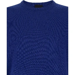 Blue Crewneck Long Sleeve Sweater in Cashmere Man