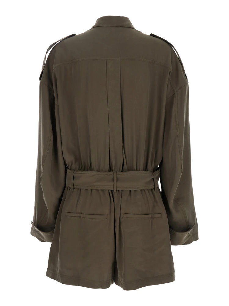 Vania Brown Jumpsuit with Classic Collar and Adjustable and Removable Belt in Viscose Blend Woman alternative