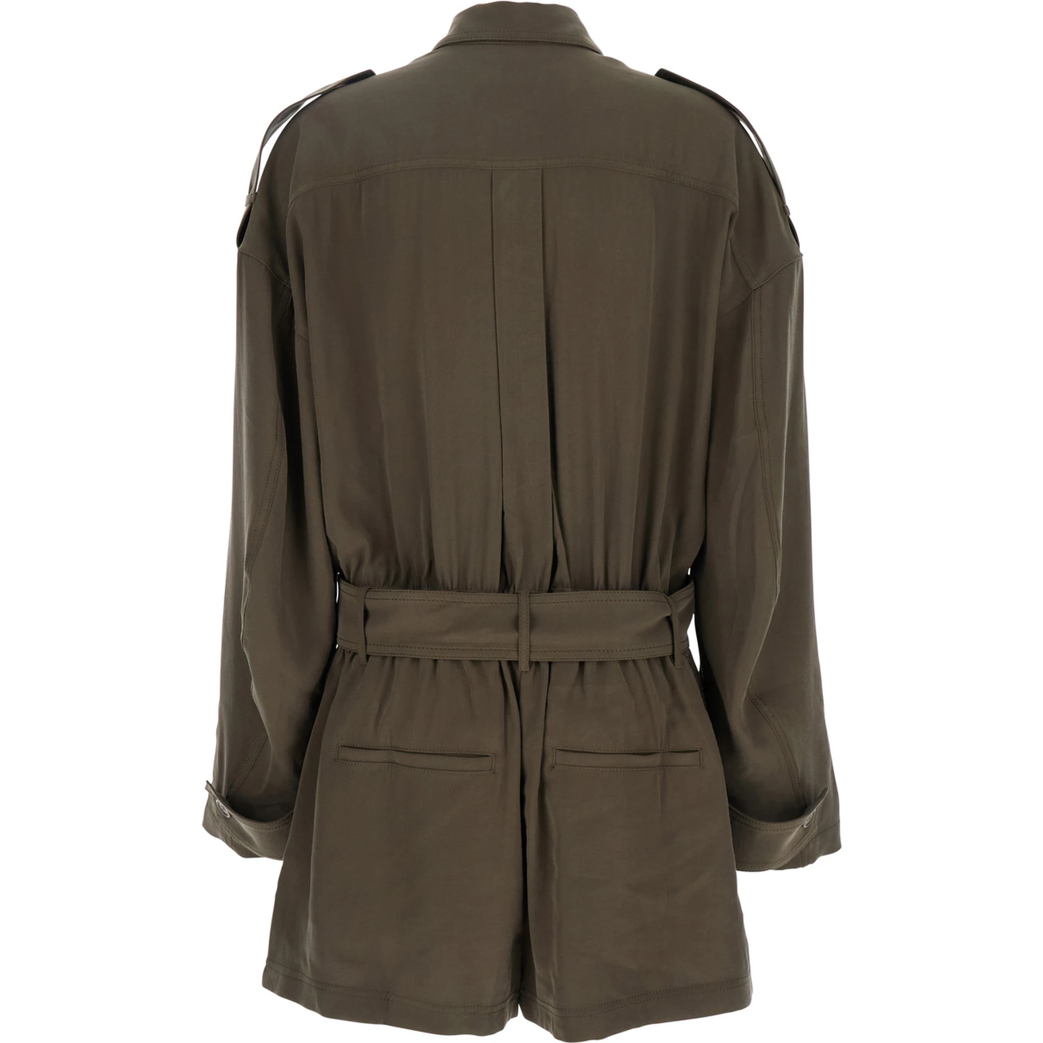 Vania Brown Jumpsuit with Classic Collar and Adjustable and Removable Belt in Viscose Blend Woman