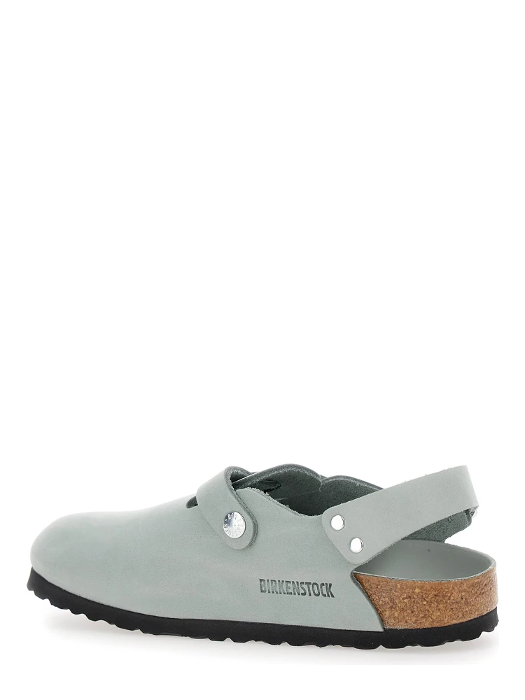 Tokio Light Blue Mules with Buckles on the Front and Back in Leather Woman alternative